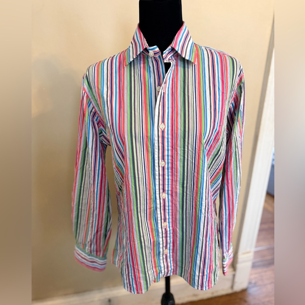 POLO Ralph Lauren M 15 1/2 Curham Classic Fit Colorful Striped Button Down Shirt